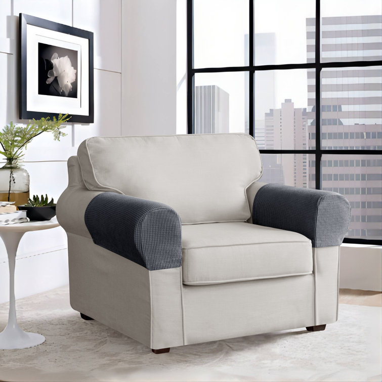 Pizarro Super Soft Stretchy Texured Grid Box Cushion Armrest Slipcover